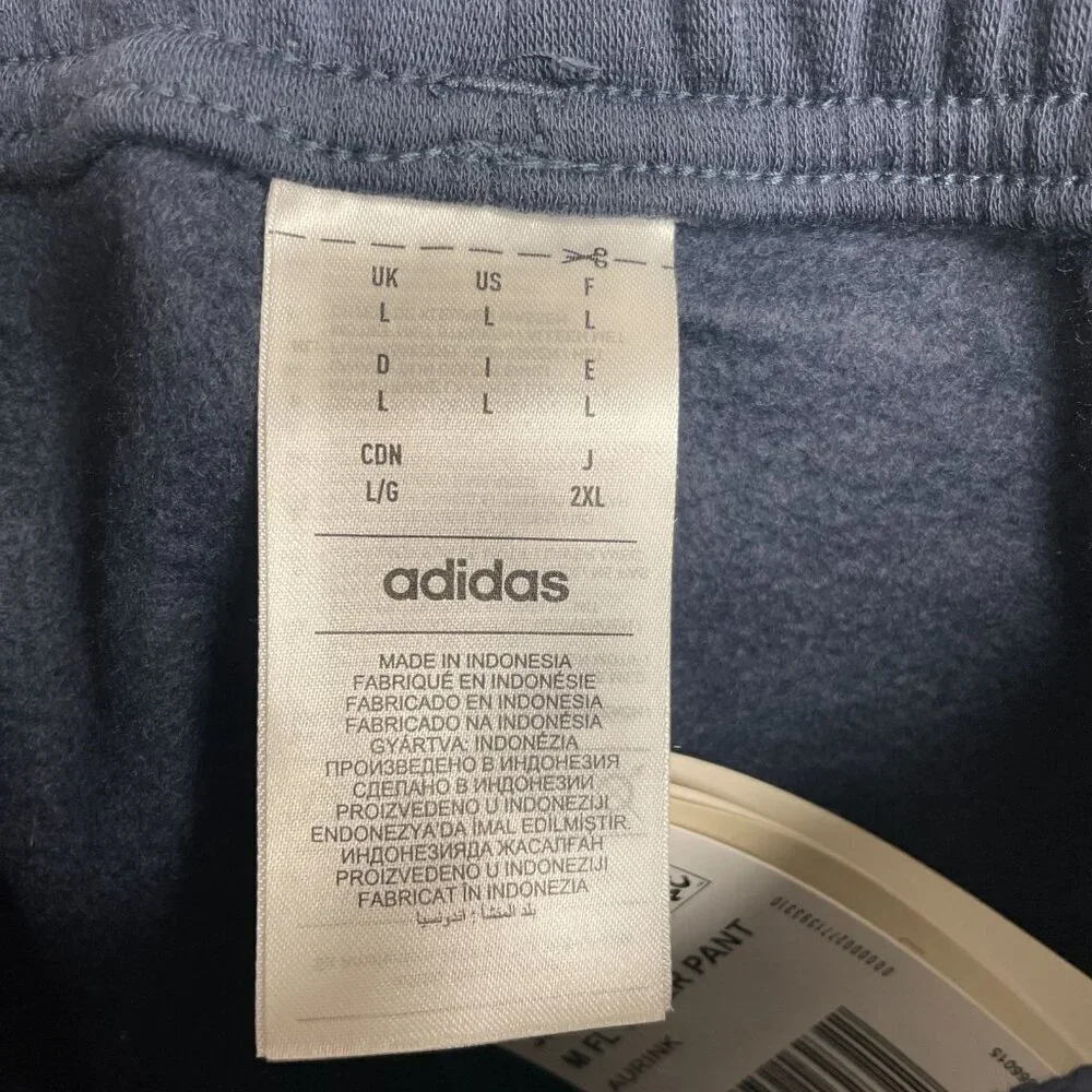 NEW Adidas Men's L Navy Tapered Sweatpants FL Taper Pant Style Elastic Waistband
